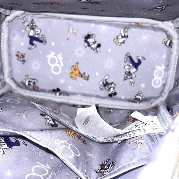 LOUNGEFLY DISNEY PARKS 100th ANNIVERSARY Backpack Bag Silver FAST SHIP 3085-1 main image 5